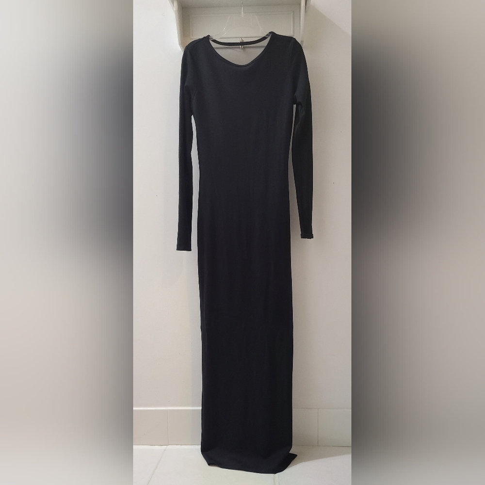 Marcella Mesh Inset Long Sleeve Fitted Roxanne Dress Black Sz M - Picture 5 of 13